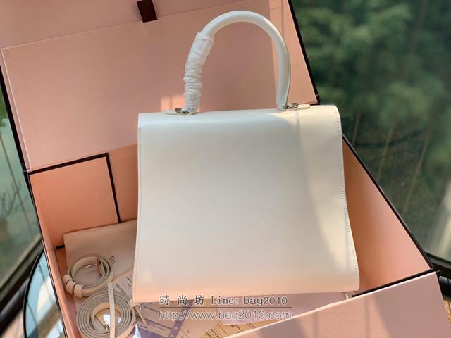 DELVAUX女包 Magic bag風琴系列 德爾沃女手提包 原版Box皮 中號 Delvaux女單肩包 Dv0028風琴 金屬白  fcs1246
